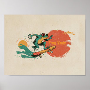 Affiche Vibrations Grenouille – Art Rétro Grenouille Planc