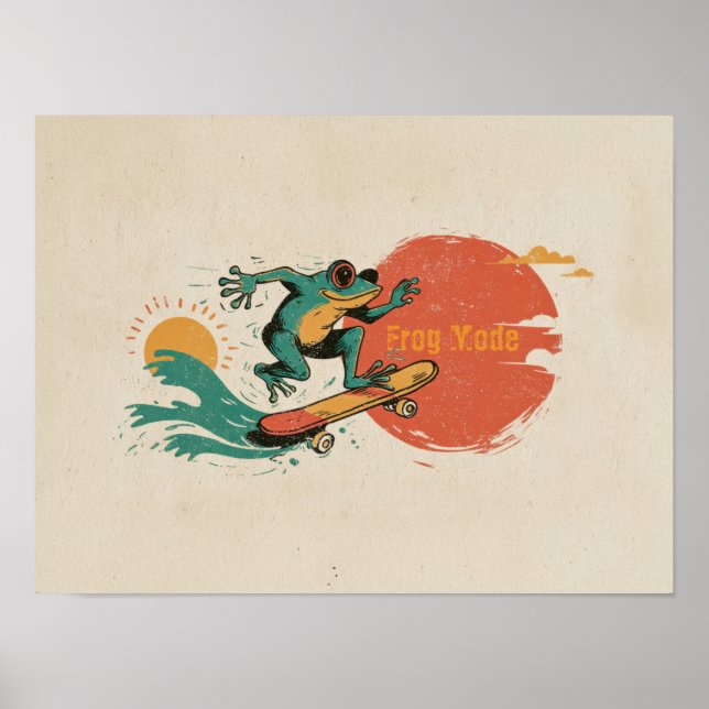 Affiche Vibrations Grenouille – Art Rétro Grenouille Planc (Devant)