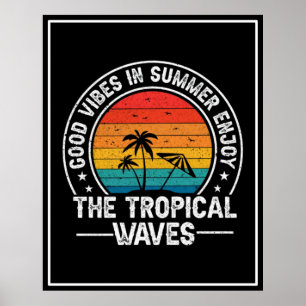 Affiche Vibrations positives d'été Vagues tropicales