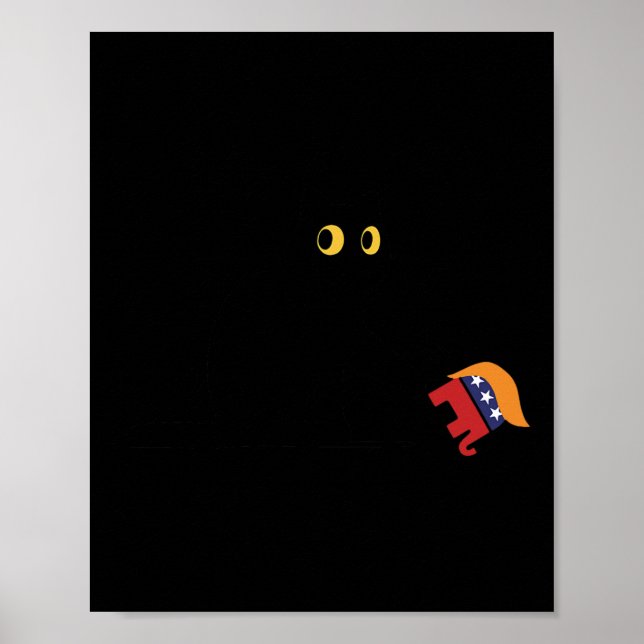 Affiche Victoire de Kamala Harris Chat Noir Contre Éléphan (Devant)