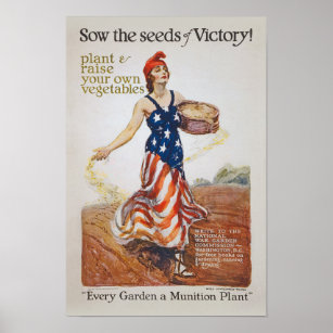 Affiche Victoire Garden Liberty Semences de semis WWI Prop