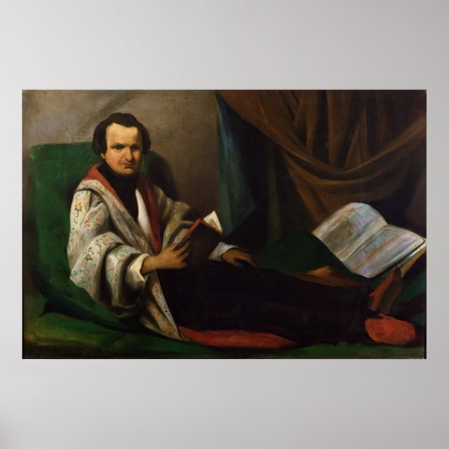 Affiche Victor Hugo sur son divan, vers 1830-40 (Devant)