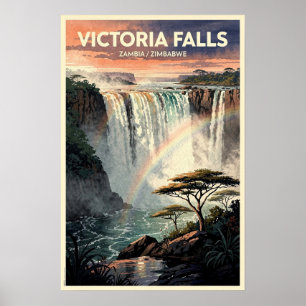 Affiche Victoria Falls Voyage Rétro