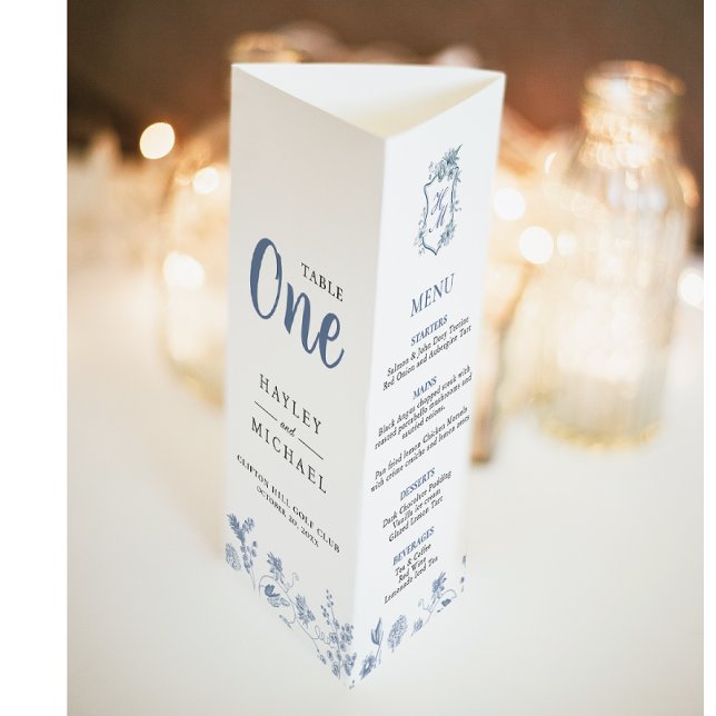 Affiche VICTORIA Regency Blue French Garden Tri Menu Fold  (Créateur téléchargé)