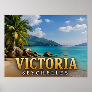 Affiche Victoria Seychelles île tropicale Voyage Souvenir