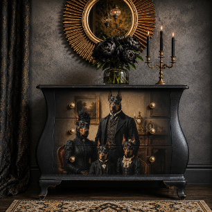 Affiche Victorian Doberman Family Portrait Elegant Dog W
