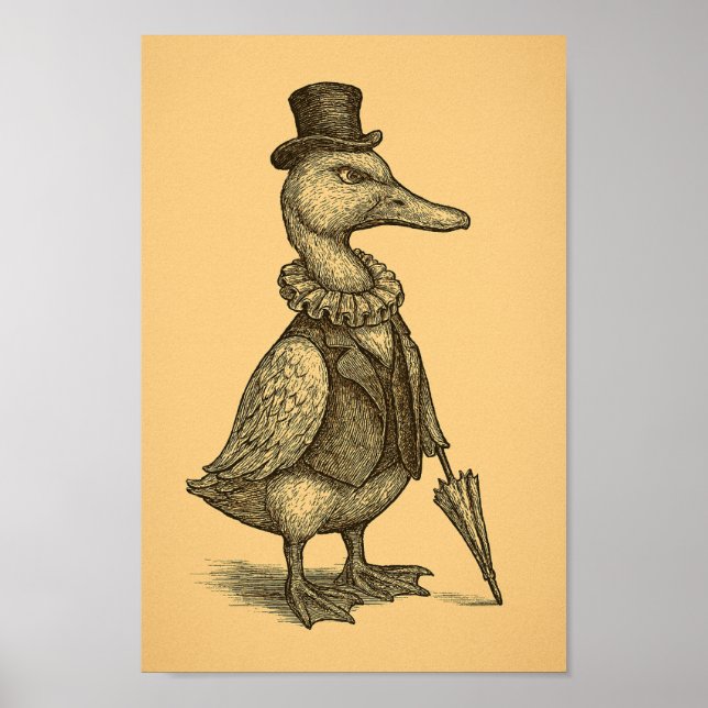 Affiche Victorian Duck with Umbrella (Devant)