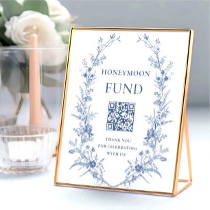 Affiche Victorian Dusty Blue French Garden Honeymoon Fund