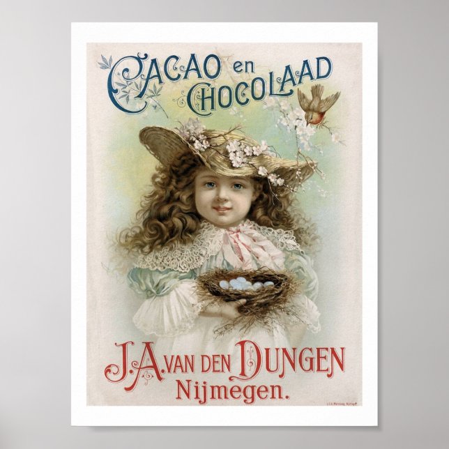 Affiche Victorian Fille Chocolat Bonbons Publicité Art Pri (Devant)