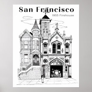 Affiche Victorian Firehouse and Truck