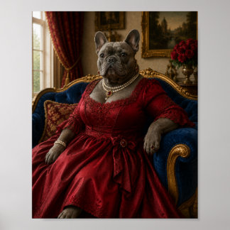 Affiche Victorian French Bulldog Duchess Portrait Frenchie