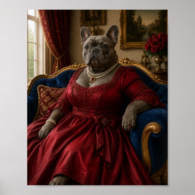 Affiche Victorian French Bulldog Duchess Portrait Frenchie (Devant)