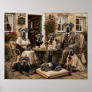 Affiche Victorian Great Dane Family Tea Party Elegant Do