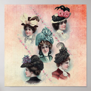 Affiche Victorian Ladies Casquette Fashion Show