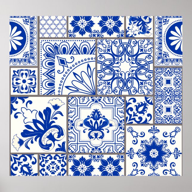 Affiche Victorian Majolica : Patchwork Tile Motif. (Devant)