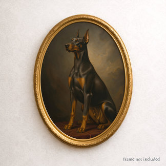 Affiche Victorian Oil Painting Portrait Art Doberman Dog