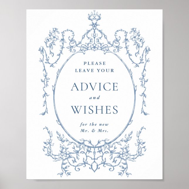Affiche Victorian Ornate Dusty Blue Conseils & Wings (Devant)