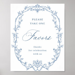 Affiche Victorian Ornate Dusty Blue Floral Faveurs Mariage