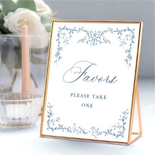 Affiche Victorian Ornate Dusty Blue Floral Faveurs Mariage