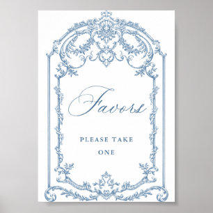 Affiche Victorian Ornate Grace Floral Blue Faveurs Mariage