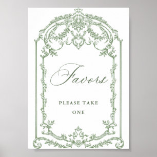 Affiche Victorian Ornate Grace Sage Green Faveurs Mariage