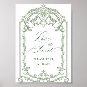 Affiche Victorian Ornate Grace Sage Green Love is Sweet P