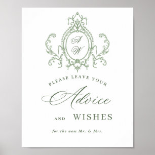 Affiche Victorian Ornate Grace Sage Vert Conseils et souha