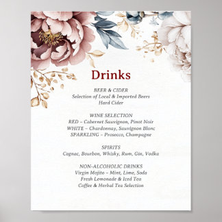 Affiche Victorian Peony Luxe Boissons Menu