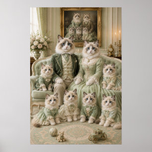 Affiche Victorian Ragdoll Cat Family Portrait – Elegant Mi