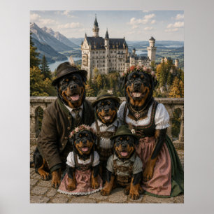 Affiche Victorian Rottweiler Family at Neuschwanstein Cast