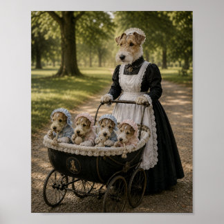Affiche Victorian Terrier Nanny with Puppies