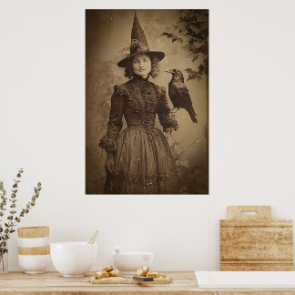 Affiche Victorian Witch Sepia Portrait style 5