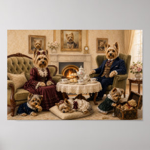 Affiche Victorian Yorkshire Terrier Family Portrait Eleg