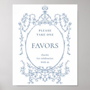 Affiche Victorien Orné Dusty Blue Faveurs Mariage