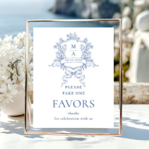 Affiche Victorien Orné Dusty Blue Faveurs Mariage