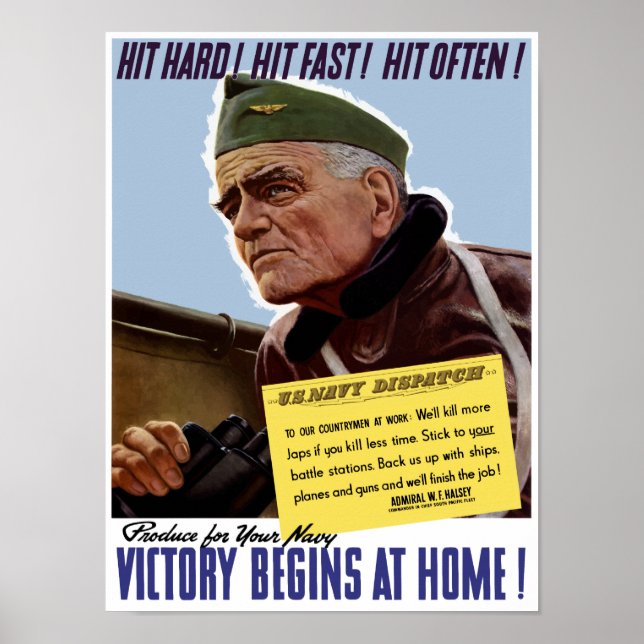 Affiche Victory Begins At Home -- Bull Halsey (Devant)