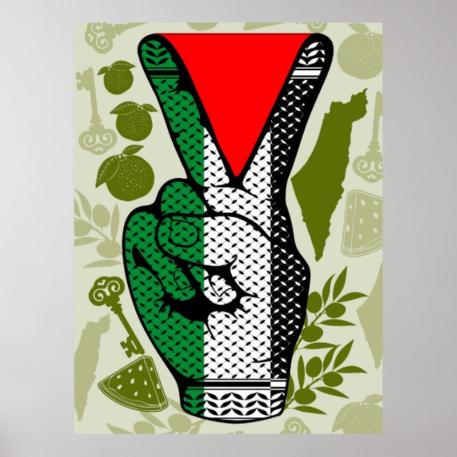 Affiche Victory Sign Hand Resistance Red Triangle Symbol (Devant)