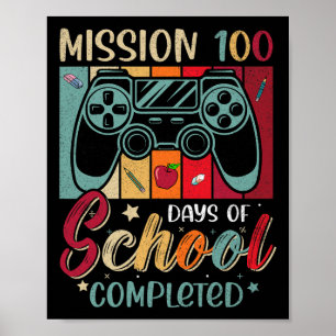 Affiche Vidéo de mission rétro 100 jours d'école terminés 