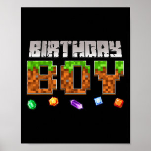 Affiche Vidéo drôle de jeu vidéo d'anniversaire garçon pix