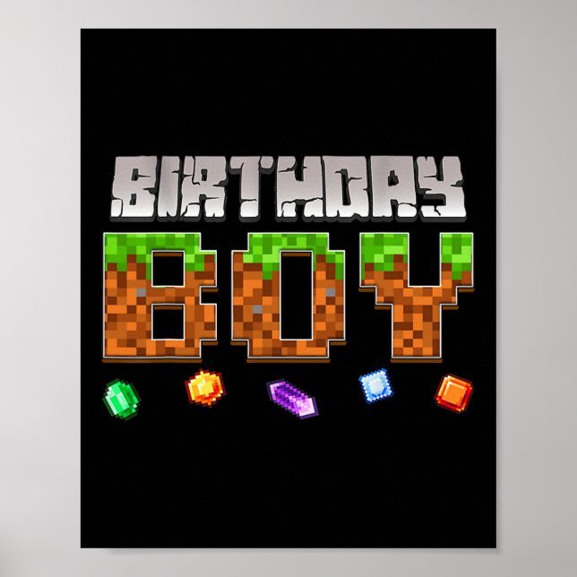 Affiche Vidéo drôle de jeu vidéo d'anniversaire garçon pix (Devant)