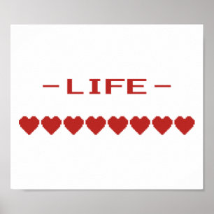 Affiche Video Game Heart Life Meter