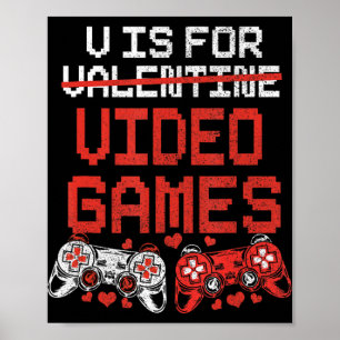 Affiche Video Game Valentines Day  for Boys Kids Teenager 