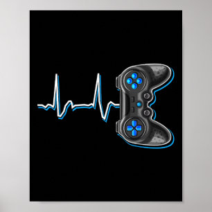 Affiche Video Gamer Heartbeat Video Game Controller Cadeau