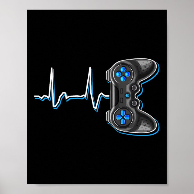 Affiche Video Gamer Heartbeat Video Game Controller Cadeau (Devant)