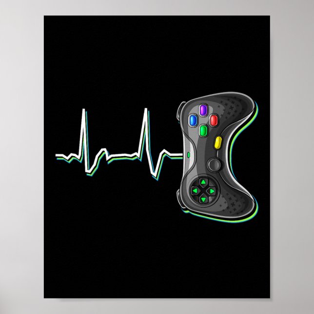 Affiche Video Gamer Heartbeat Video Game Controller Cadeau (Devant)