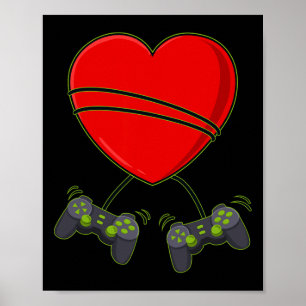 Affiche Vidéo Joueur Contrôleurs Coeurs Valentines Joueurs