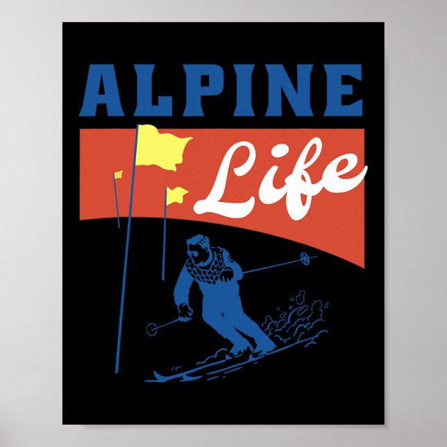 Affiche Vie Alpine - Graphique De Ski Rétro Pour Le Sport  (Devant)
