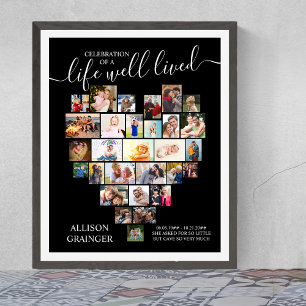 Affiche Vie Bien Vécu Coeur Photo Personnalisé Funérailles