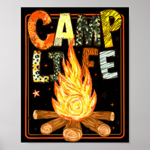 Affiche Vie de camp d'été rétro aventure de camping famili