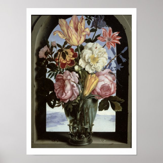 Affiche Vie de fleurs dans un verre à boire (Devant)